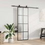 Puerta corredera con juego herrajes negro 76x205 cm ESG vidrio en Puertas | Comprar online en Foro24