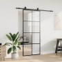 Puerta corredera con set herrajes negro 90x205 cm vidrio ESG
