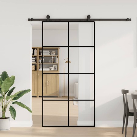 Puerta corredera set herrajes negra 102,5x205 cm ESG vidrio en Puertas | Comprar online en Foro24