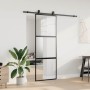 Puerta corredera con herrajes negro 76x205 cm vidrio templado en Puertas | Comprar online en Foro24