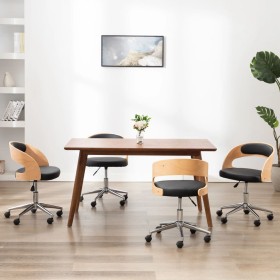 Sillas de comedor 4 uds madera curvada y cuero sintético
