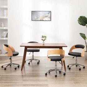 Sillas de comedor 4 uds madera curvada y cuero sintético