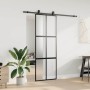 Puerta corredera con herrajes negro 76x205 cm vidrio templado en Puertas | Comprar online en Foro24