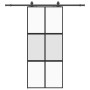 Puerta corredera con herrajes negro 90x205 cm vidrio templado