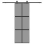 Puerta corredera con herrajes negro 76x205 cm vidrio templado