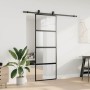 Puerta corredera con herrajes negro 76x205 cm vidrio templado en Puertas | Comprar online en Foro24
