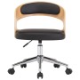 Sillas de comedor giratorias 6 uds madera curvada y cuero negro