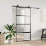 Puerta corredera herrajes negro 102,5x205 cm vidrio templado