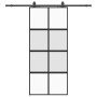 Puerta corredera con herrajes negro 90x205 cm vidrio templado