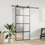 Puerta corredera herrajes negro 102,5x205 cm vidrio templado