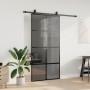 Puerta corredera herrajes negro 102,5x205 cm vidrio templado