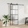 Puerta corredera con herrajes negro 90x205 cm vidrio templado en Puertas | Comprar online en Foro24