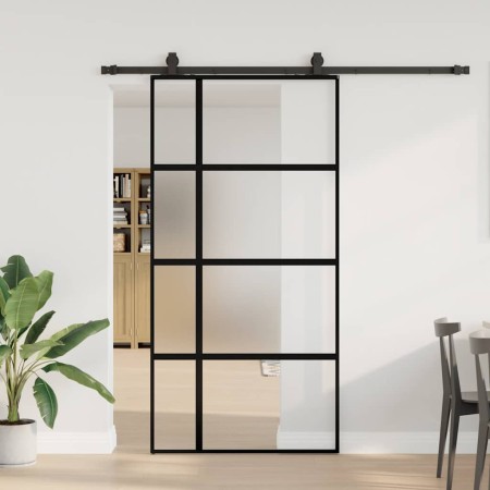 Puerta corredera herrajes negro 102,5x205 cm vidrio templado en Puertas | Comprar online en Foro24