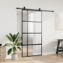 Puerta corredera herrajes negro 102,5x205 cm vidrio templado en Puertas | Comprar online en Foro24