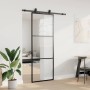 Puerta corredera con juego herrajes negro 76x205 cm ESG vidrio en Puertas | Comprar online en Foro24