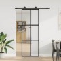 Puerta corredera con juego herrajes negro 76x205 cm ESG vidrio en Puertas | Comprar online en Foro24