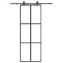 Puerta corredera con juego herrajes negro 76x205 cm ESG vidrio en Puertas | Comprar online en Foro24