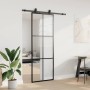 Puerta corredera con juego herrajes negro 76x205 cm ESG vidrio en Puertas | Comprar online en Foro24
