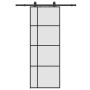 Puerta corredera con juego herrajes negro 76x205 cm ESG vidrio