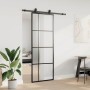 Puerta corredera con juego herrajes negro 76x205 cm ESG vidrio