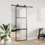 Puerta corredera con herrajes negro 76x205 cm vidrio templado en Puertas | Comprar online en Foro24
