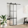 Puerta corredera con herrajes negro 76x205 cm vidrio templado en Puertas | Comprar online en Foro24