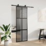 Puerta corredera con herrajes negro 76x205 cm vidrio templado