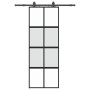 Puerta corredera con herrajes negro 76x205 cm vidrio templado en Puertas | Comprar online en Foro24