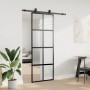 Puerta corredera con herrajes negro 76x205 cm vidrio templado en Puertas | Comprar online en Foro24