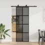 Puerta corredera con herrajes negro 76x205 cm vidrio templado en Puertas | Comprar online en Foro24