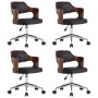 Sillas de comedor giratorias 4 uds madera curvada y cuero negro