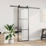 Puerta corredera con juego herrajes negro 76x205 cm ESG vidrio