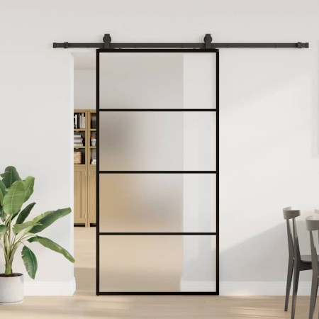 Puerta corredera con herrajes negro 102x205 cm ESG vidrio en Puertas | Comprar online en Foro24