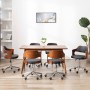 Sillas de comedor giratorias 6 uds madera curvada y cuero negro