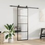 Puerta corredera con juego herrajes negro 76x205 cm ESG vidrio en Puertas | Comprar online en Foro24
