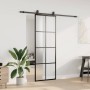 Puerta corredera con juego herrajes negro 76x205 cm ESG vidrio en Puertas | Comprar online en Foro24