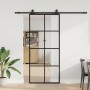 Puerta corredera con set herrajes negro 90x205 cm vidrio ESG en Puertas | Comprar online en Foro24