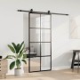 Puerta corredera con set herrajes negro 90x205 cm vidrio ESG en Puertas | Comprar online en Foro24