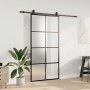 Puerta corredera set herrajes negra 102,5x205 cm ESG vidrio