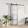 Puerta corredera con juego herrajes negro 76x205 cm ESG vidrio
