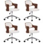 Sillas de comedor giratorias 4 uds madera curvada cuero blanco
