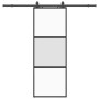Puerta corredera con herrajes negro 76x205 cm vidrio templado