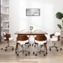 Sillas de comedor giratorias 6 uds madera curvada cuero blanco