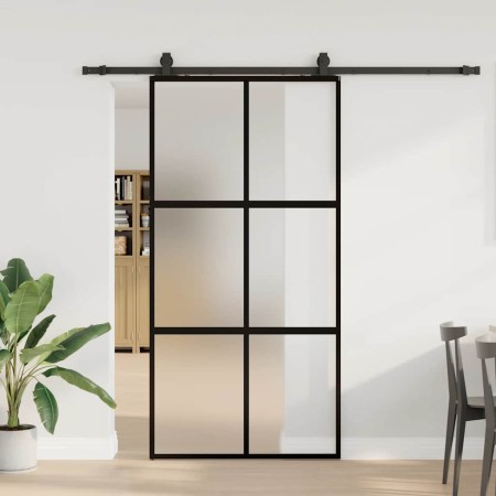 Puerta corredera herrajes negro 102,5x205 cm vidrio templado en Puertas | Comprar online en Foro24