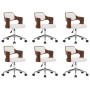 Sillas de comedor giratorias 6 uds madera curvada cuero blanco