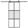 Puerta corredera con herrajes negro 90x205 cm vidrio templado
