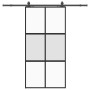 Puerta corredera herrajes negro 102,5x205 cm vidrio templado