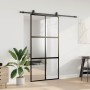 Puerta corredera herrajes negro 102,5x205 cm vidrio templado