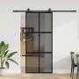 Puerta corredera con herrajes negro 90x205 cm vidrio templado en Puertas | Comprar online en Foro24