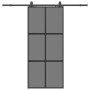 Puerta corredera con herrajes negro 90x205 cm vidrio templado en Puertas | Comprar online en Foro24